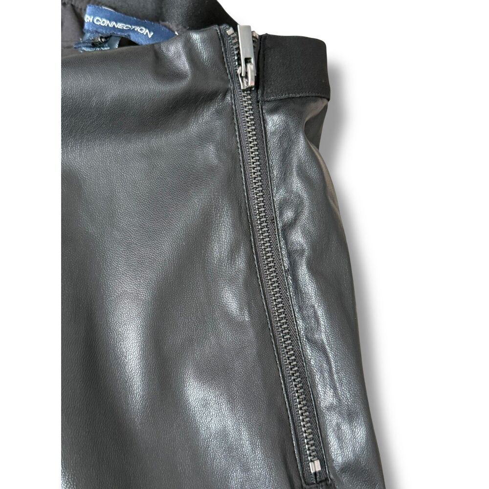 NWT French Connection Black Faux Leather Straight Leg Pants | Size 8 - Picture 9 of 9
